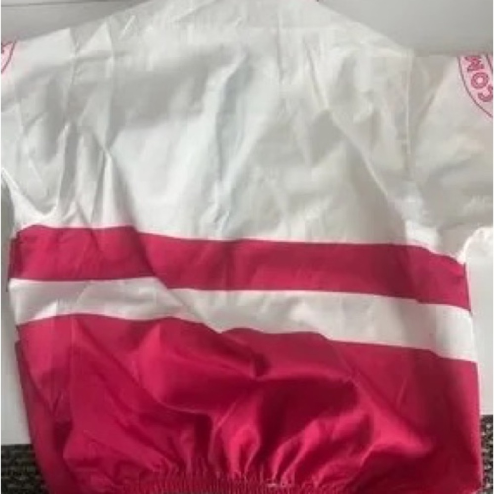 Pink and White Striped Windbreaker Jacket